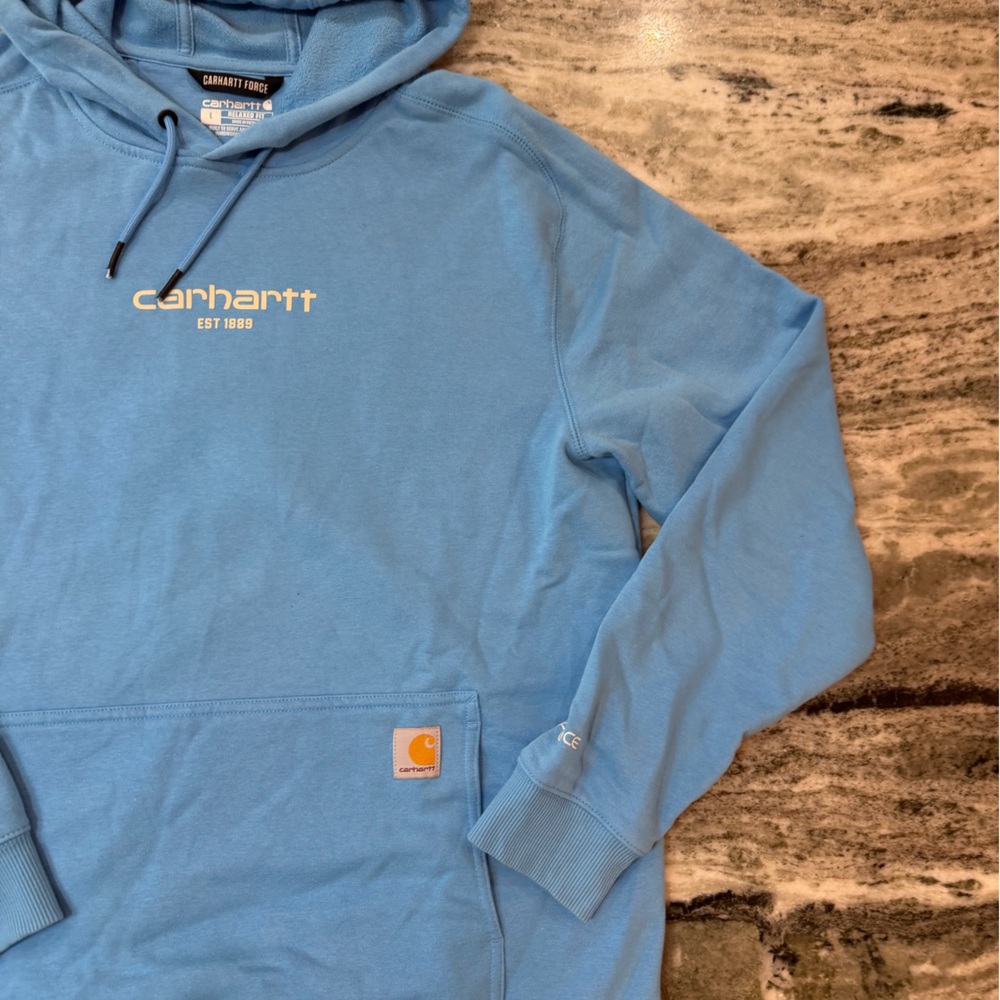 Carhartt Force Men's Sky Blue Hoodie - Picture 3 of 4